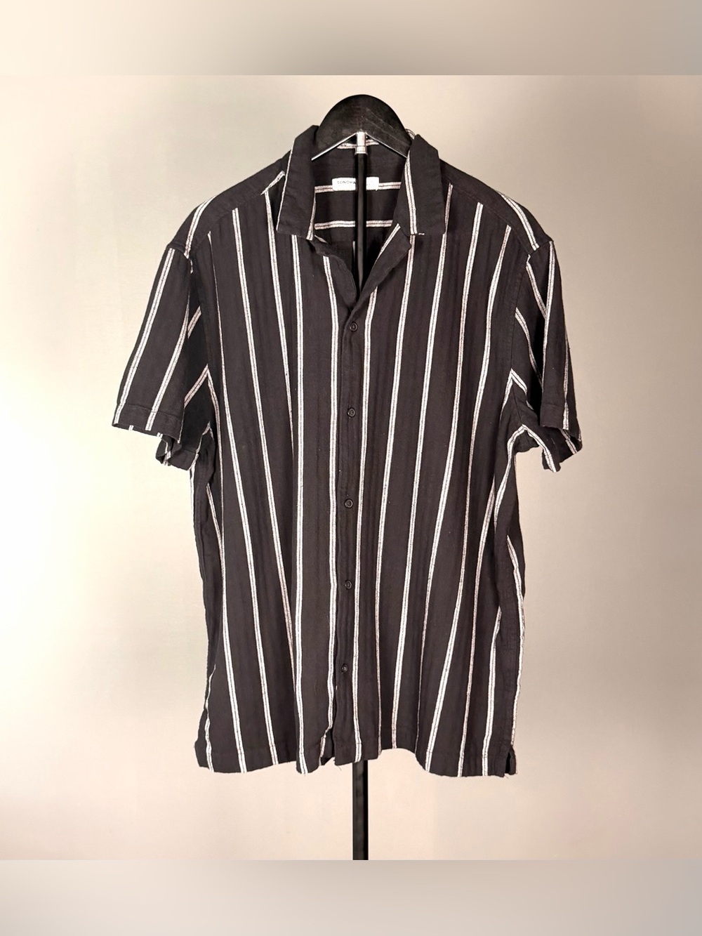 Sonoma Cotton Linen Blend Striped Button Up Beach Vacation Shirt XL Casual Party